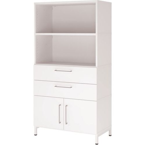 Armoire Combi À 4 Étagères Et Socle Acier-blanc