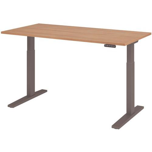 Hammerbacher - Bureau assis-debout XMKA 160x80cm Noyer/Anthracite - Hauteur réglable 70-120cm - Ergonomique et Éco-responsable
