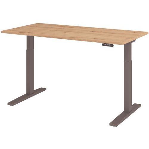 Hammerbacher - Bureau assis-debout XMKA 160x80cm Chêne ambré Graphite - Ergonomique Éco-responsable FSC Réglable 70-120cm