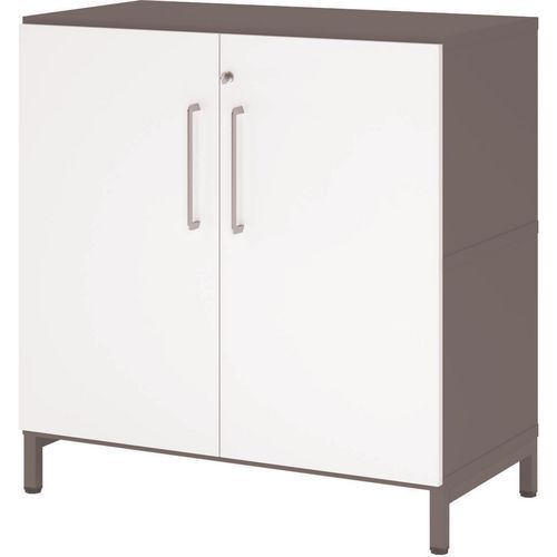 Étagère Cadre Ouvert Et Socle 2 Portes-2-graphite-blanc