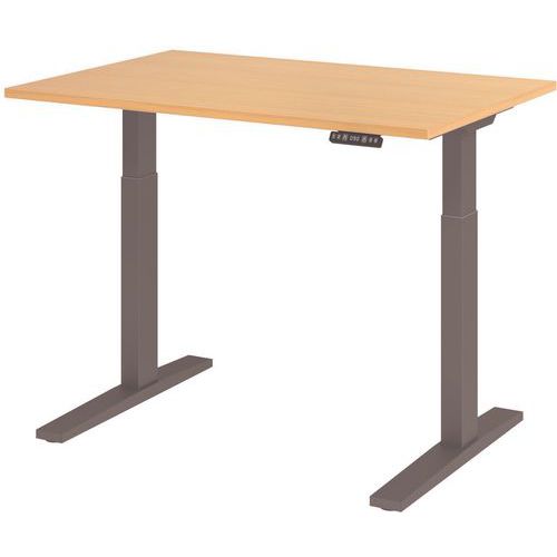 Hammerbacher - Bureau électrique Série XMKA 120cm Hêtre/Anthracite - Évol, FSC, Éco-responsable