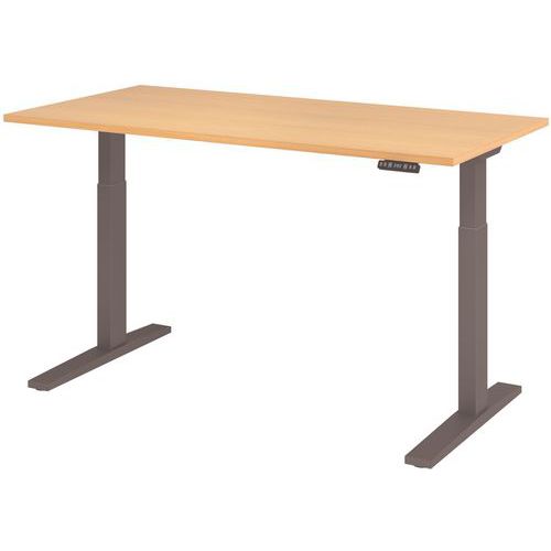 Hammerbacher - Bureau électrique Série XMKA 160cm Hêtre/Anthracite - Éco-responsable FSC - Idéal Télétravail