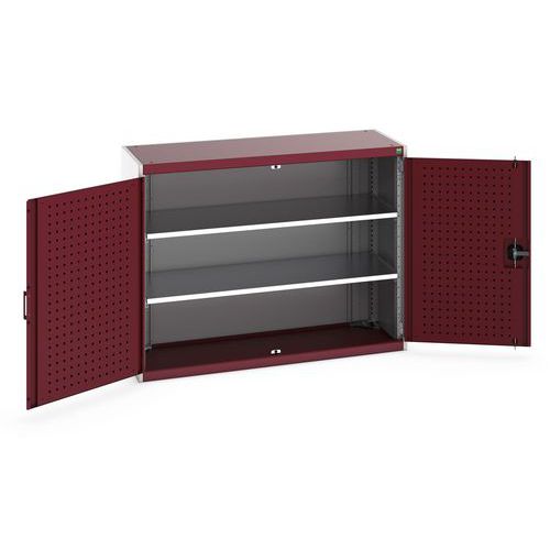 Armoire Cubio - Portes Perfo, Hauteur 1000mm, Charge 160kg, Largeur 1300mm, Couleur Rouge - Bott
