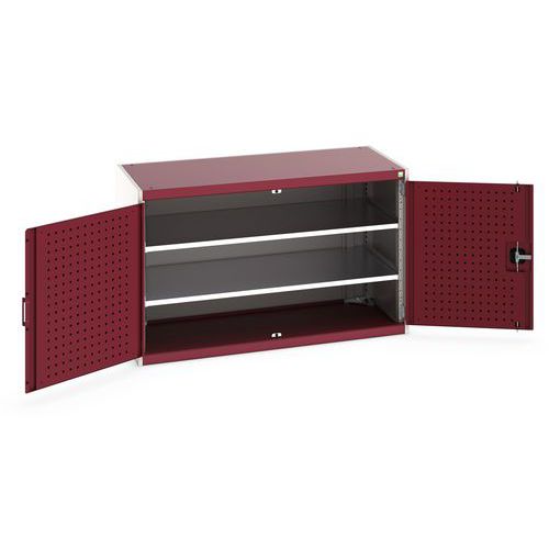 Armoire Cubio 800mm Gris/Rouge 2 Portes 160kg 1300mm Prof 650mm - Bott
