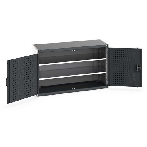 Bott - Armoire Basse Cubio - 800x1300x525 mm Anthracite - 2 Portes 2 Tablettes - Charge 1500kg - Acier