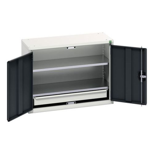 Bott - Armoire murale Verso 80cm Gris Clair/Anthracite - 2 Tablettes 1 Tiroir - Charge 35kg/tablette - Acier Robuste