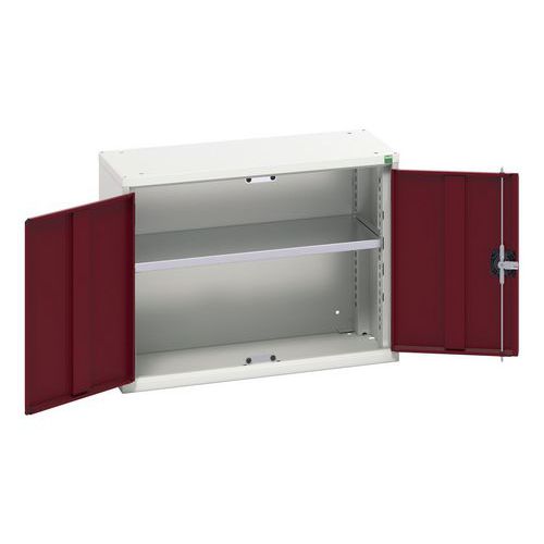 Bott - Armoire murale Verso Gris Clair / Rouge - 2 Portes - Acier - 800x600x350mm - Charge 1000kg