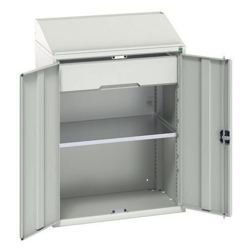 Bott - Armoire pupitre Verso Gris Clair - Acier - 800x550x1130mm - 2 Portes 1 Tiroir 1 Tablette - Idéal Atelier
