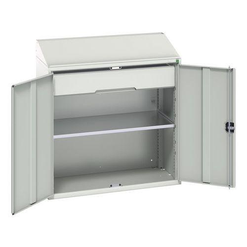Bott - Armoire pupitre Verso Gris Clair - Acier - 1050x550x1130mm - 2 Portes 1 Tiroir 1 Tablette - Idéal Atelier