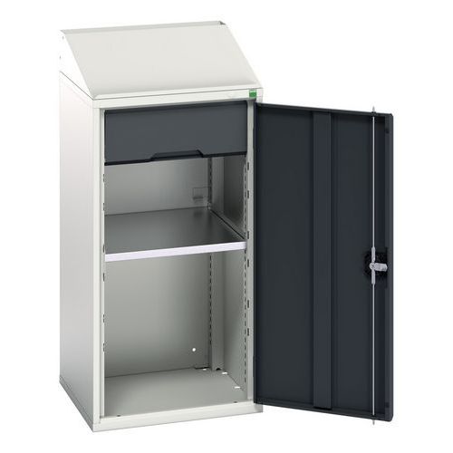Bott - Armoire pupitre Verso Gris Clair/Anthracite - L525mm - Acier - 1 Tiroir 1 Porte - Mobilier d'atelier