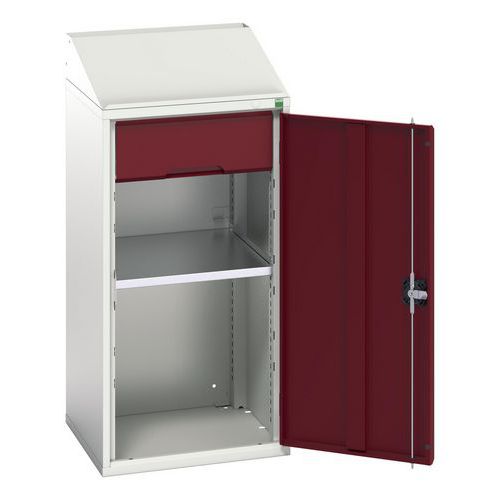 Bott - Armoire pupitre Verso Gris Clair / Rouge - Acier - 1 Tiroir, 1 Porte - Idéal Atelier