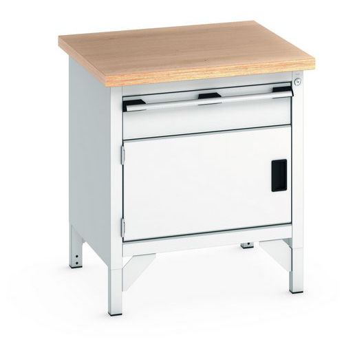 Bott - Établi Cubio Hêtre Gris Clair - L750mm - 1 Porte 1 Tiroir 75kg - Mobilier d'atelier Robuste
