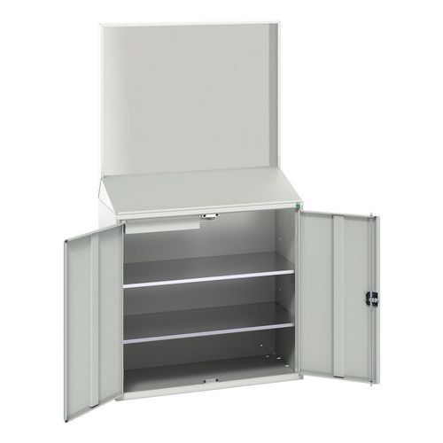 Bott - Poste de consultation gris clair - 1050x55x200 cm - 2 tablettes 35kg - Acier - Lean Management