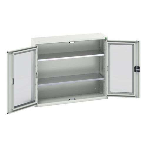 Bott - Armoire Verso Portes Transparentes - 1050x350x900mm - 2 Tablettes - Acier Gris Clair - Charge 1000kg