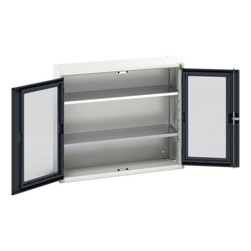 Bott - Armoire d'atelier Verso Portes Transparentes - 1050x350x900mm - Acier Gris Clair Anthracite - 2 Tablettes 75kg