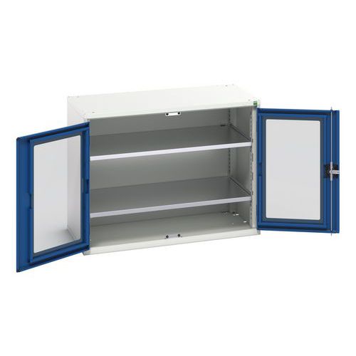 Bott - Armoire d'atelier Verso - Portes transparentes, 2 tablettes, 1050x550x800mm, Acier, Charge 1000kg