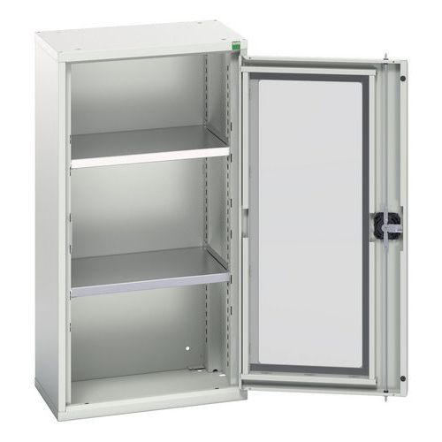 Bott - Armoire d'atelier Verso - Portes transparentes, 2 tablettes, Acier Gris Clair - 1000 kg charge max