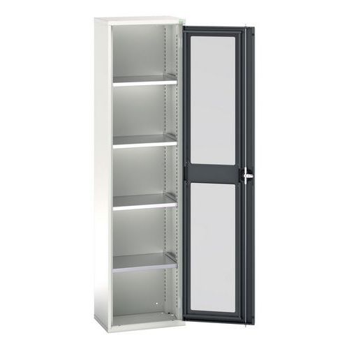 Bott - Armoire d'atelier Verso - Portes transparentes, 4 tablettes, 2000x525x350mm, Acier, Gris clair/Anthracite, Charge 1000kg