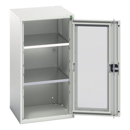 Bott - Armoire Verso Portes Transparentes - 525x550x1000 mm - Acier Gris Clair - 2 Tablettes - Charge 1000 kg