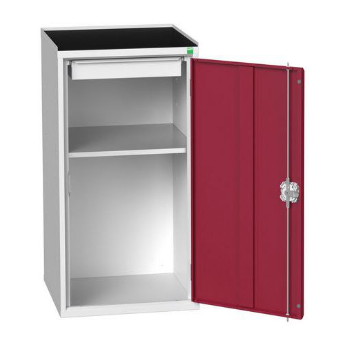 Bott - Armoire d'atelier Verso 1 porte 1 tablette 1 tiroir Acier Gris Clair Rouge Foncé 525x550x1015mm Livré monté