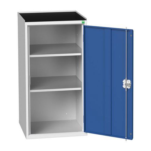 Bott - Armoire d'atelier verso 1 porte 2 tablettes 525x550x1015mm Acier Gris Clair Bleu Charge 35kg/tablette Livré monté Éco-responsable