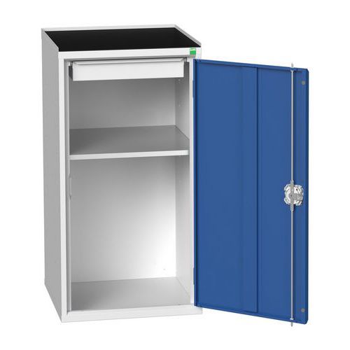 Bott - Armoire d'atelier verso 1 porte 1 tablette 1 tiroir Acier Gris Clair Bleu 525x550x1015mm Charge 35kg/tablette 10kg/tiroir Livré monté
