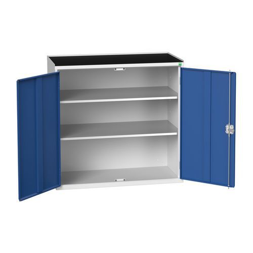 Bott - Armoire d'atelier verso 2 portes - Acier Gris clair Bleu - 1050x550x1015mm - 2 tablettes 35kg - Livré monté