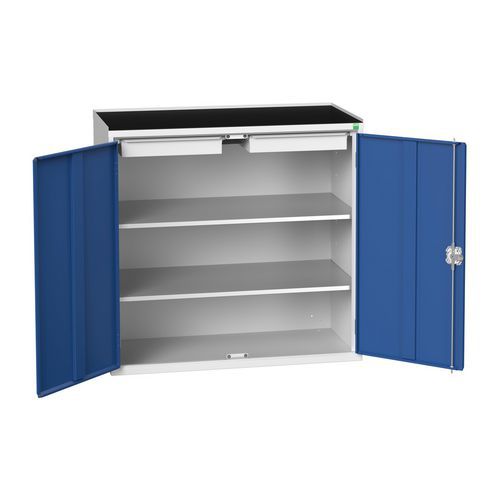 Bott - Armoire d'atelier Verso Eco 2 Portes 2 Tablettes 2 Tiroirs Acier Gris Clair Bleu 1050x550x1015mm Charge 35kg/tablette 10kg/tiroir Livrée montée