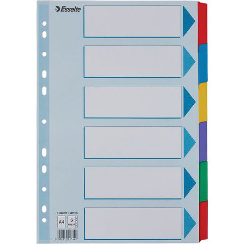 Intercalaire Carton A4 6 Touches Renforcées Multicolore