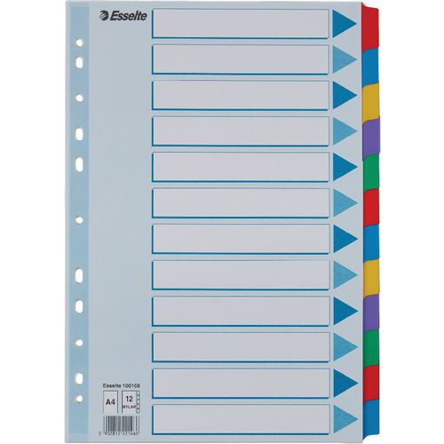Intercalaire Carton A4 12 Touches Renforcées Multicolore
