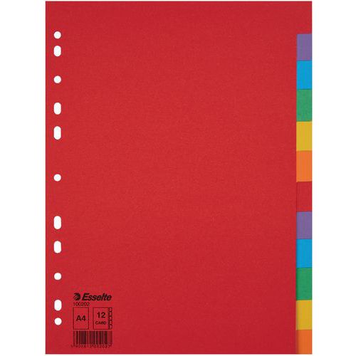 Intercalaire Carton Recyclé A4 12 Touches Multicolore