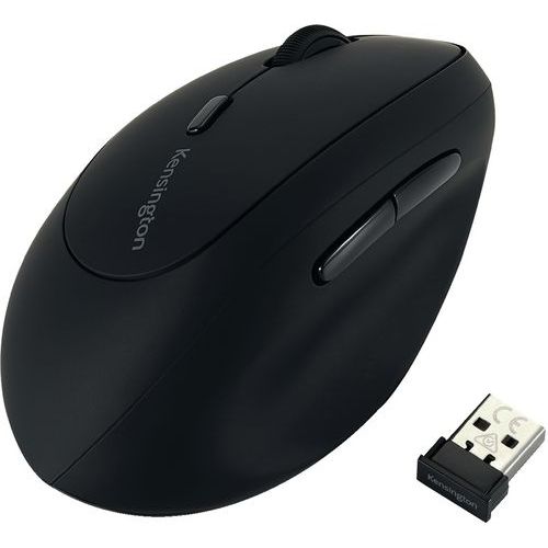 Kensington - Souris sans fil Pro Fit Ergo Gauchers M Noir - Ergonomique et Confortable - Idéale Télétravail