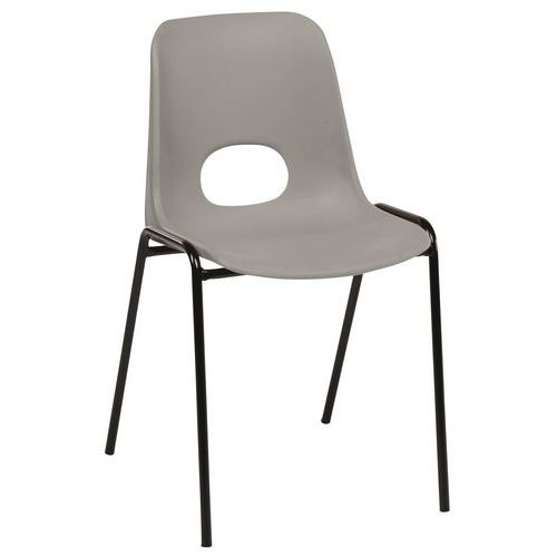 GMCE - Lot de 5 Chaises Floride M2 Gris Clair - Piètement Noir - Empilable et Lavable - 78cm Hauteur