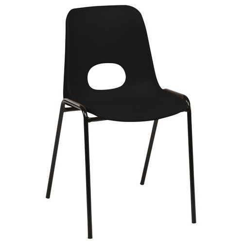 GMCE - Lot de 5 Chaises Floride M2 Noir - Empilables et Lavables - Piètement Métal Noir - 78cm Hauteur