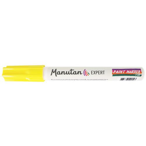 Manutan Expert - Marqueur Peinture Jaune Pointe 3mm - Polyvalent - Résistant au Froid et à la Chaleur