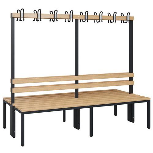 Banc Bois Double Face 16 Patères L 200 Cm