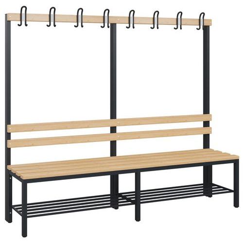 Banc Bois Simple Face 8 Patères L 200 Cm Grille Chaussures