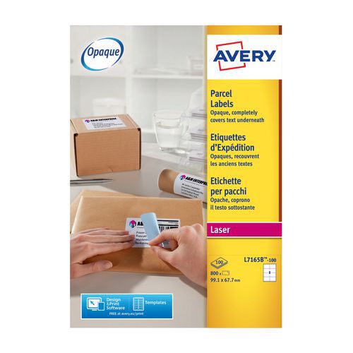 Avery - Étiquettes d'expédition Opaque Laser - 99,1 x 67,7 mm - Blanc - 800 étiquettes - Éco-responsable