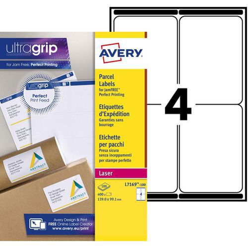 Avery - Étiquettes d'expédition Laser Blanches 99,1 x 139mm - 400 Étiquettes - Éco-responsables FSC
