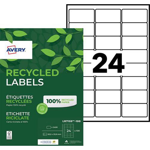Lot de 2400 - Etiquettes Adresses Recyclées Laser Blanc 635 X 339mm