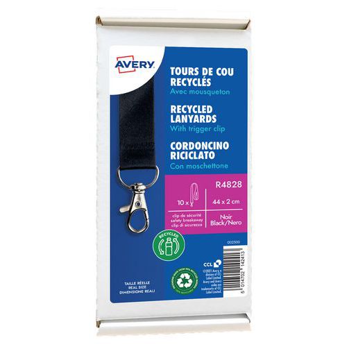 Avery - Tour de cou recyclé avec mousqueton - Noir - Éco-responsable 100% recyclé