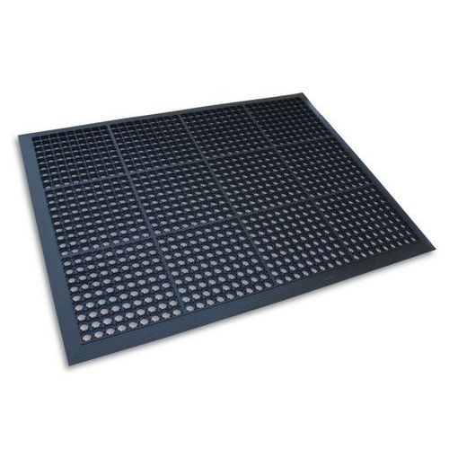 Ergomat - Tapis industriel ultra-résistant en nitrile perforé - 90x120cm Noir - Usage intensif - Recyclable