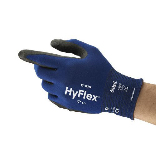 Ansell - Gants de manutention HyFlex 11-816 - Taille 8 - Revêtement Nitrile Paume - Protection Légère
