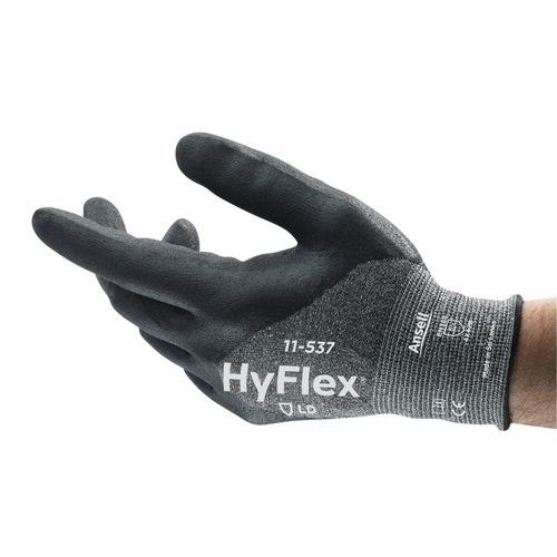 Ansell - Gants HyFlex 11-537 - Taille 8 Gris - Protection Anti-Coupures Nitrile - Maintenance Précision