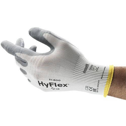Ansell - Gants de manutention HyFlex 11-800 - Taille 10 Gris/Blanc - Protection Mécanique Légère - Oeko-Tex