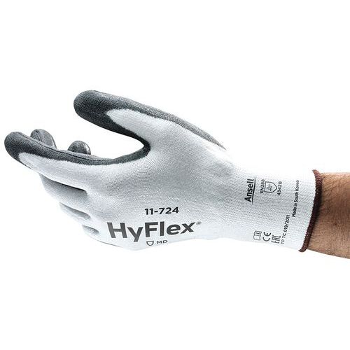 Ansell - Gants anticoupures Hyflex 11-724 - Taille 8 - Paume enduite polyuréthane - Lot de 12 paires