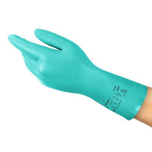 Ansell - Gants Alimentaires Alphatec 37-300 - Taille 8 - Nitrile Vert - Lot de 12 Paires - Protection Chimique