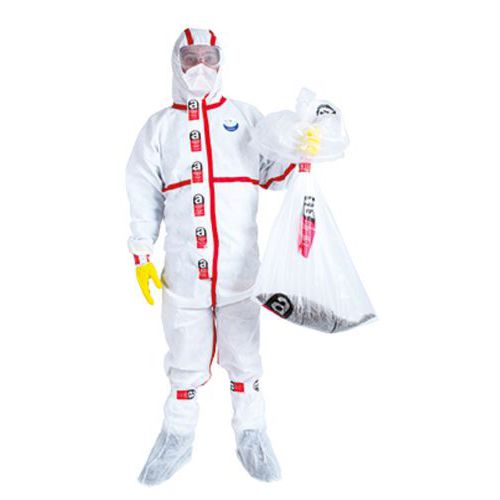 Wee Safe - Kit de Protection Amiante Jetable XL - Vêtement de Sécurité CE - Rouge/Blanc