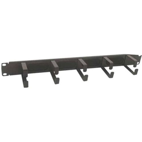 Bluelan - Guide cordon 1U Noir - 5 anneaux et balais - Support câble pratique