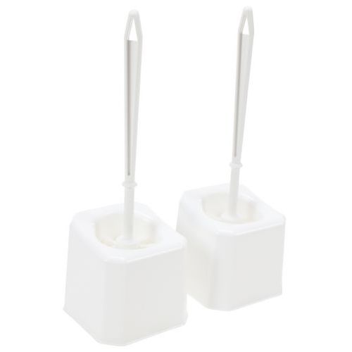 Brosse WC - Lot de 2 - Plastique Blanc - Écologique et Pratique
